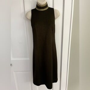 Vintage Christine Jaguin Mock Neck Sleeveless MIDI Dress Matching Coat Size 4